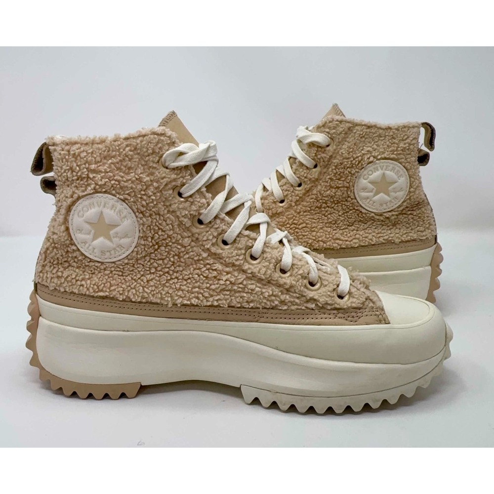 Converse Run Star Hike Sherpa A04258C Platform Hi Top Womens 10 Beige EU42 Farro